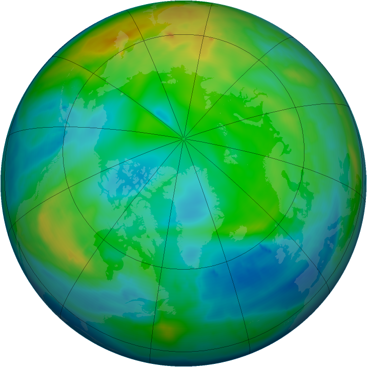 Arctic ozone map for 05 December 2013